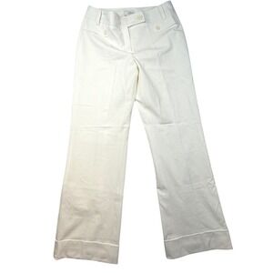 LOFT Women's size 6 pants Cream Wide Leg Trousers Pants Stretch-small dirt spot‎